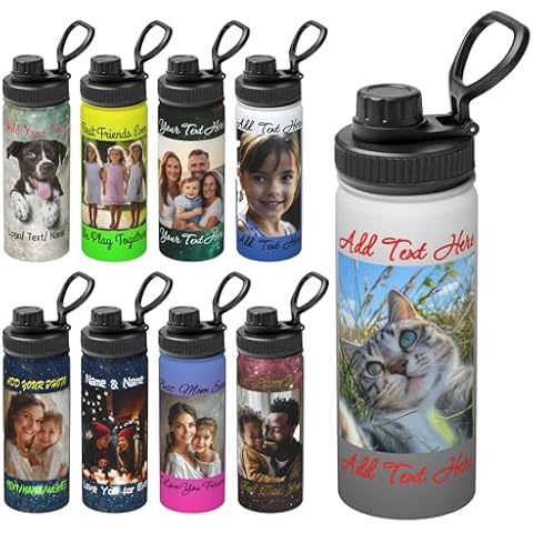 Mount Hour Custom Photo 18 OZ Insulated Stainless Steel Bottles, Add Text Logo Pictures Personalized Sports Water Tumbler with Lid Unisex Water Cup for Pesents Cover