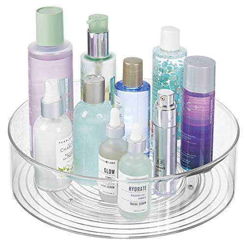 mDesign Plastic Spinning Lazy Susan Turntable Storage Tray - Rotating Organizer for Bathroom