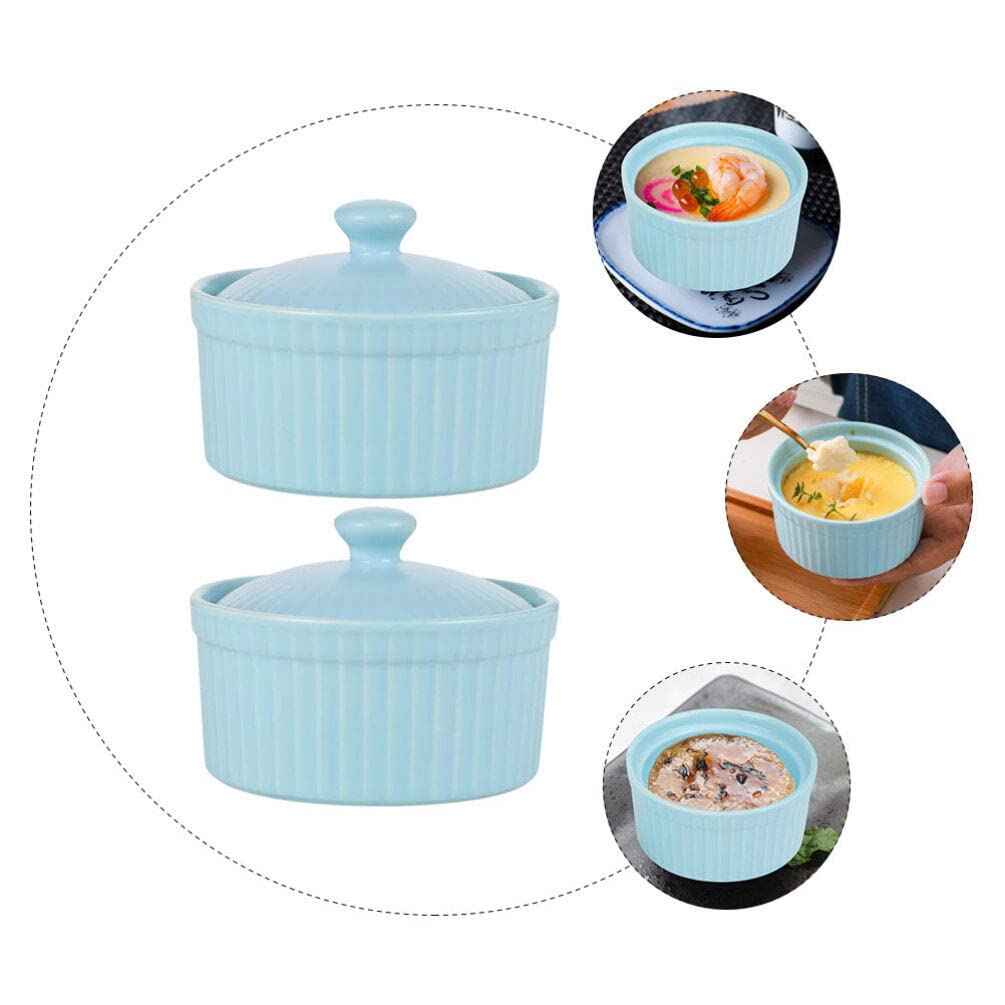 2 pièces ramequins en Porcelaine Plats à soufflé Tasses de Cuisson Bols à Dessert en céramique Bols à Pudding Bol de Nourriture pour crème brûlée crème glacée Trempette sauces Tasse