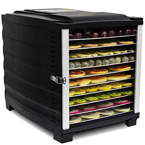 DUSANER Quality goods Intelligent 10 Layer Home Commercial Dehydrators Food Processor Vegetable Fruit Dryer Oven Steamer Kitchen Pet Boutique light up life (Color : 10 layers black, Plug Type : US)