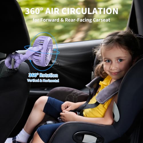 Image of AMACOOL Battery Operated Stroller Fan, Baby Travel Essentials for Beach Disney, Newborn Boy & Girl Showers Gifts Registry Search, Rechargeable Clip On Fan for Car Seat Wagon Crib Bike Treadmill