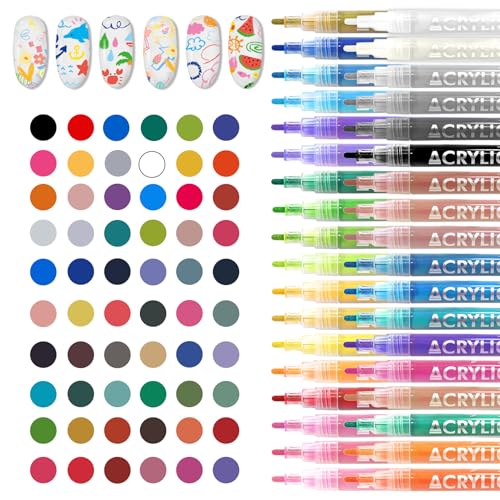 Image of IONSGAKO 60 Colors Nail Art Pens Set, Nail Polish Markers Pens Quick Dry | 3D Acrylic Paint Nail Art Markers for Nails Drawing Painting Dotting Liner, Home DIY Nail Art Design Kit Manicure Tools