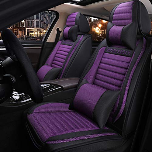 LiKin Car Seat Cover Cushions,5 Seats Full Set Carseats Protectors of Universal car seat Cushion with Pillow for SUV Sedan Pick-up Truck Year Round Use(Color : Purple)