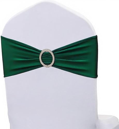 Vista 44 de Bandas negras para silla, 50 unidades, bandas elásticas de elastano con hebillas deslizantes, lazos elásticos universales para sillas para boda