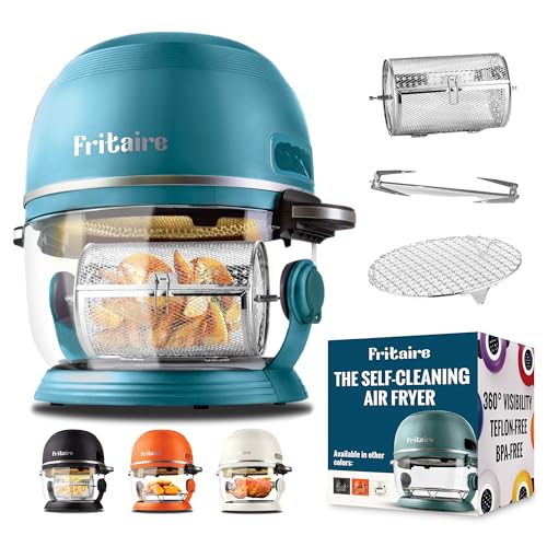Non-Toxic Air Fryer - Glass AirFryer 5 Quart w/ 360 Visibility, Self-Cleaning, 400F Vortex Air Fryer for Even Cooking, BPA-Free Teflon Free, 6-in-1 Functions, Rotisserie, Roast, Bake - Sage