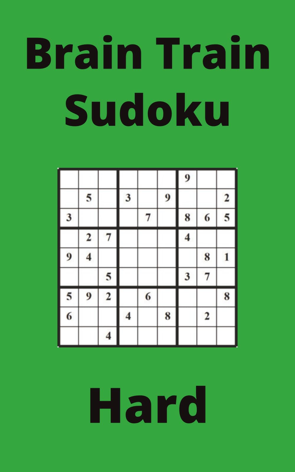 Green Brain Train Sudoku Book, 9x9 Puzzles, 100 Pages, 5x8, Hard