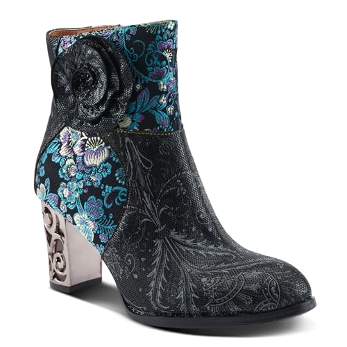 Spring Step L'Artiste Monet Women's Floral Embroidered Bootie - Artful Elegance, Decorative Accents, Artistic Ankle Boots2