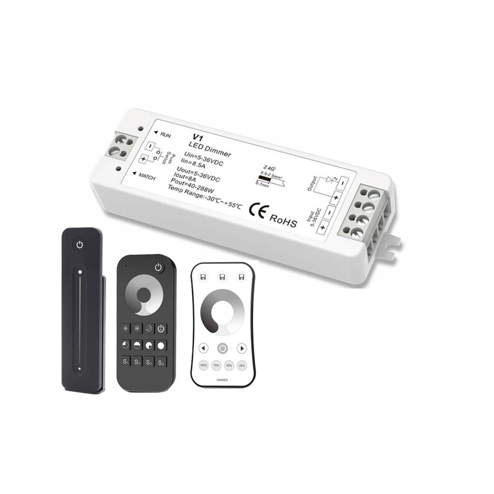 LED-Dimmer 12 V, 24 V, 2,4 G, PWM-Touch-Fernbedienung, 5 V, 36 V, einfarbiges LED-Licht mit intelligentem Dimmer(V1 and R6-1)