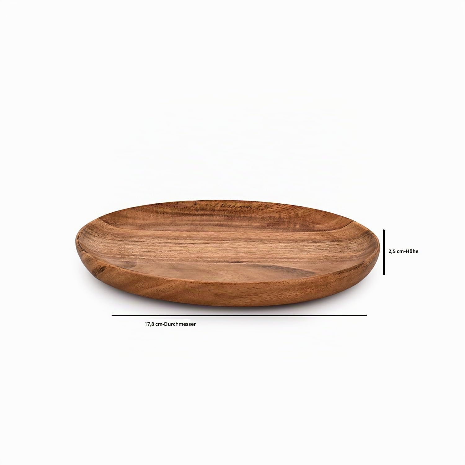 Samhita runde Holzteller aus Akazienholz, 4 Stück, einfache Reinigung und leichtes Gewicht, für Snacks und Desserts (17,8 x 17,8 x 2,5 cm)