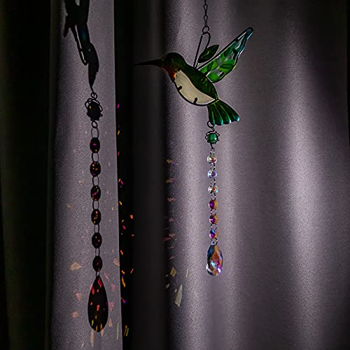 image for Lumuasky Crystal Window Suncatcher,Cute Green Hummingbird Prisms Chand