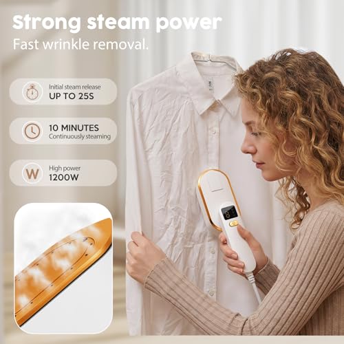 Image of Droyek Portable Travel Steamer for Clothes, 1200W Powerful 2 In 1 Steamer & Iron,10s Fast Heat,4 Modes with LED Display, 150ml Water Tank Powerful Wrinkle Remover for Home,Office, Travel