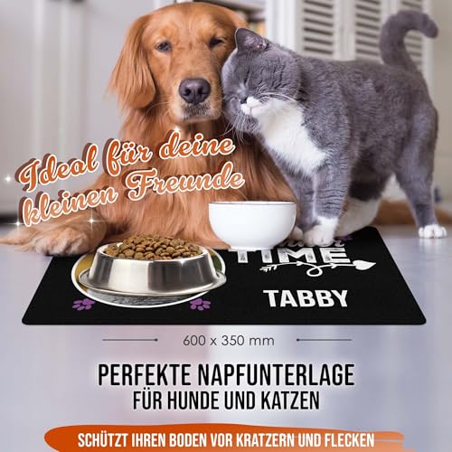 PR Print Royal Napfunterlage mit Name und Foto selbst gestalten - Dinner Time - Futtermatte für Hunde & Katzen - Personalisierte Geschenkidee, Waschbar | 60 x 35 cm, rutschfest