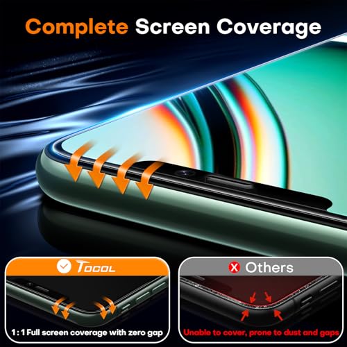 Image of TOCOL for iPhone 11 Pro Screen Protector 9H Hardness Military Grade Shatterproof HD Tempered Glass Full Coverage Easy Installation Case Friendly 2 Pack