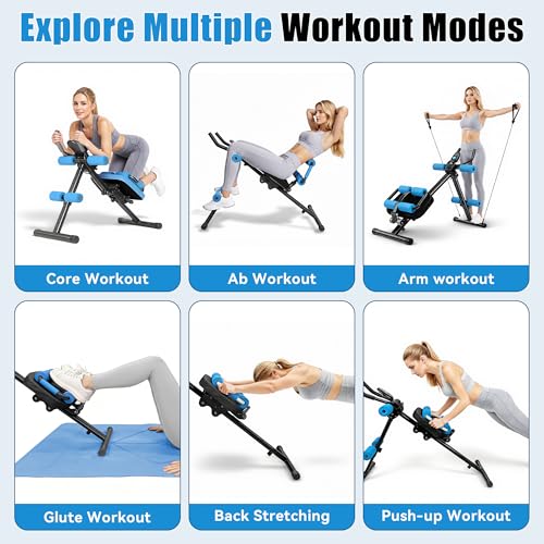 Image of EPHESPORT Multifunctional Ab Machine, Crunch & Sit-Up Core Trainer, Adjustable Ab Trainer with Knee & Back Support, Foldable, Full Body Workout Equipment for Home Gym