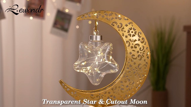 Lewondr Crescent Moon Table Lamp, Stepless Dimmable Touch Lamp