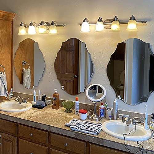 Kohros Scalloped Frameless Wall Mounted Bathroom Mirror, Emma Shaped Decorative Mirror For Living Room Bedroom Office Entrance Decor (24" W X 31" H Scalloped) #TOP3