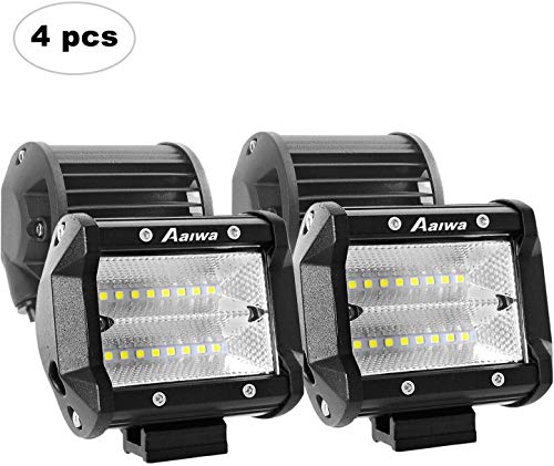 AAIWA Phare de Travail LED Lumières D'Inondation de Hors Route LED Pods, 4 Pouce Barres de Lumière de Travail du 48W LED Ip68 Étanche pour Camion, Voiture, ATV, SUV, Bateau