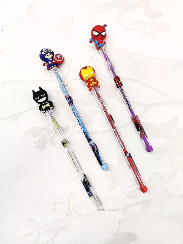 Pencil Pack of 4 Designer Bullet Pencils Avenger Superhero Design Stacking Pencil Birthday Gift Return Gifts for Kids Spiderman Captain America Iron Man Batman (B0CCL2P2JX) Amazon Price History, Amazon Price Tracker