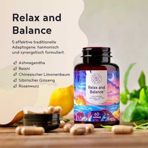 Ruhe & Ausgleich | 60 Vegane Kapseln | Entspannung mit Adaptogenen | Ashwagandha, Reishi, Schisandra, Sibirischer Ginseng, Rosenwurz | HPCL-Laborgeprüft | Alpha Foods