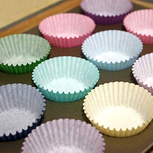 Xlloest Mini Cupcake Liners Muffin Wrappers Rainbow Bright Baking Cups Paper, 400 Pack #TOP3