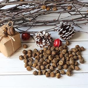 Country primitive craft mini jingle bells christmas bells for crafting wreathcraft bells holiday home and christmas decorationbells 100 piecesrusty 039 inch  urban country home decor