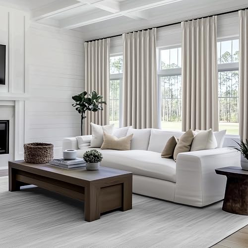 Image of Natural Melange Taupe 120 Inch Extra Long Curtains for Living Room 2 Panels Set, Memory Trained Pinch Pleated Blackout Window Drapes Energy Efficient Privacy 120 Inches for Bedroom (W40 inchxL120 inch)