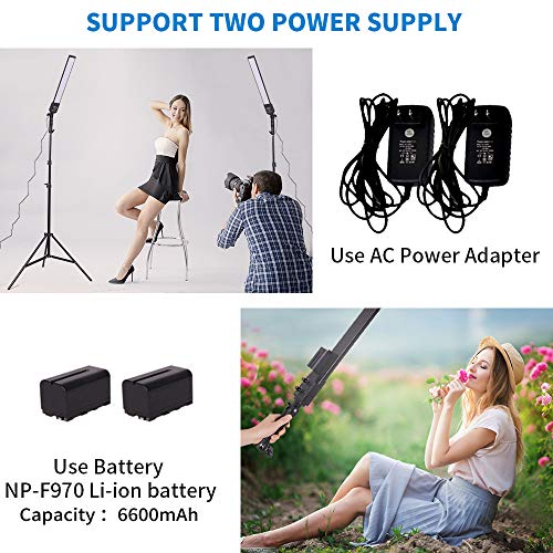 GSKAIWEN LED Videolicht batteriebetriebenes Fotolicht mit tragbarer Handstab,dimmbar 2800-5500K Photo Studio-Beleuchtungsset mit NP-F970 Lithium-Ionen-Akku und Lichtständer für Porträt, Außenvideo – Bild 6
