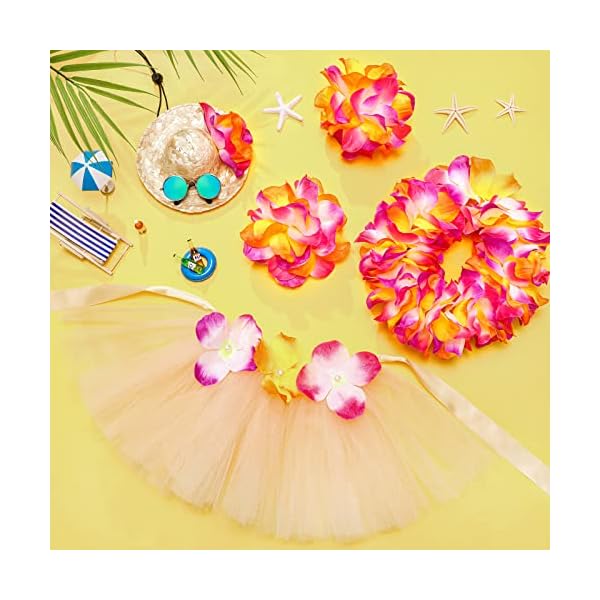 6 pcs halloween pet dog hawaiian costume includes dog tutu skirt dog sunglasses summer grass dog dresses with straw hat and garland dog outfit dog costumes for dogs puppy hawaii luau party supplies - image 7