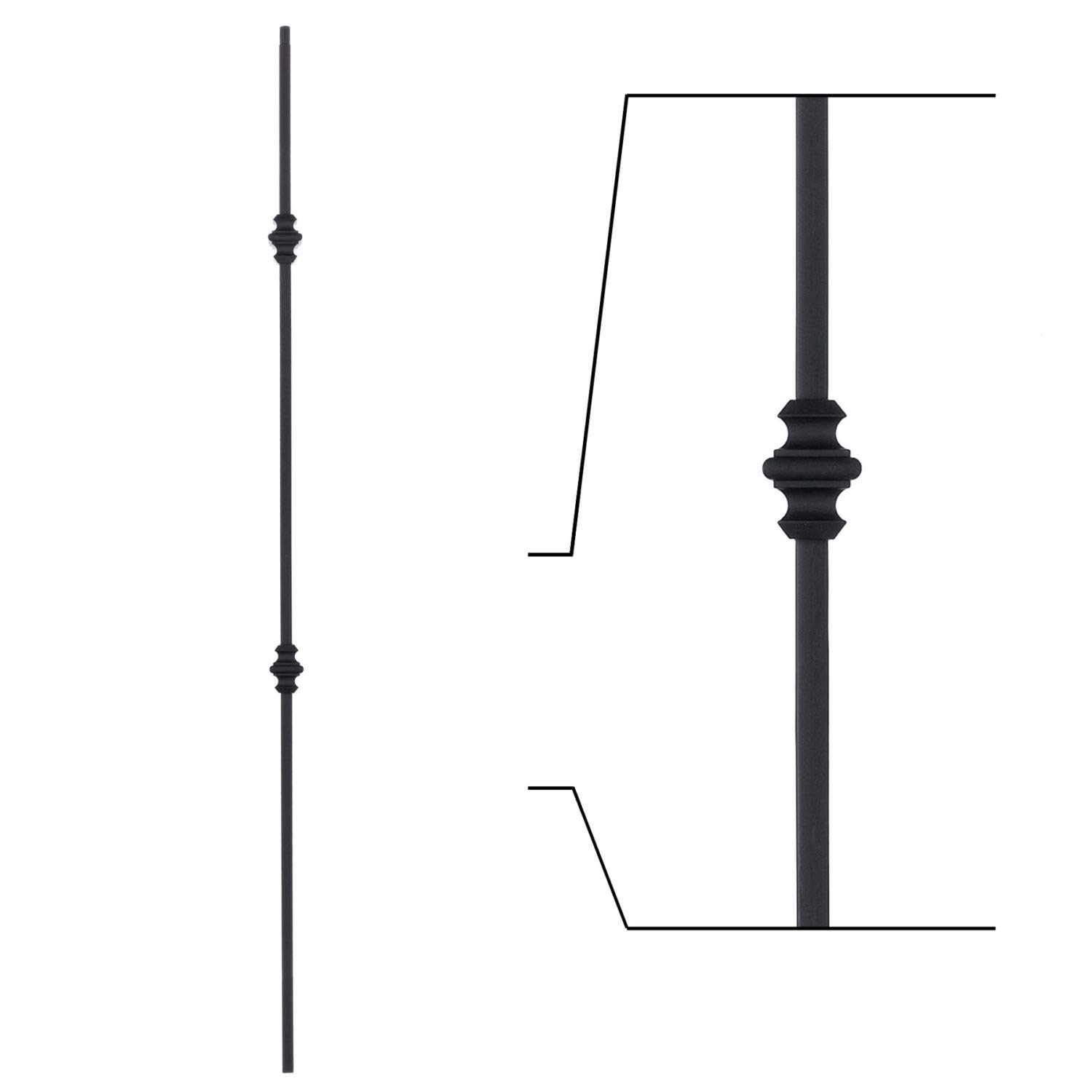 Hollow Metal Stair Baluster Double Knuckle 1/2" X 44" (Box of 10) (Satin Black)