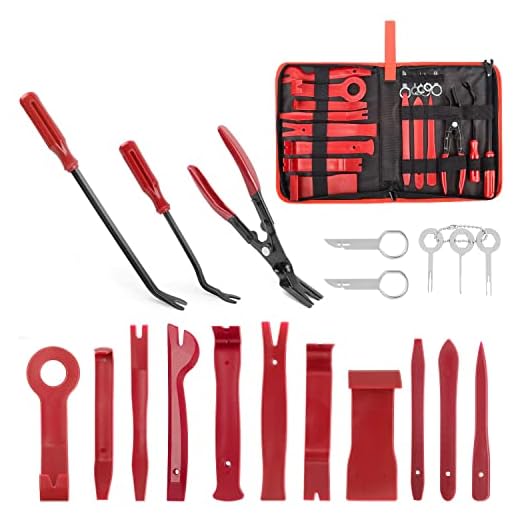 GOOACC 19Pcs Trim Removal Tool Set Panel Fastener Clips Removal Automotive Plastic Upholstery Pliers Removal Install Removal Car Tool with Storage Bag for Trim Panel Audio Clip Pliers Terminal