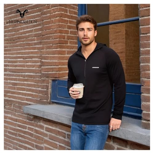 Merino Wool Hoodie Men Lightweight Merino Wool Base Layer Mens quarter zip hoodie sweatshirt4