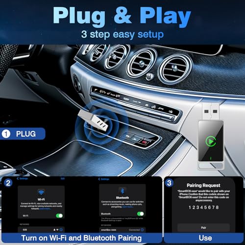 Wireless Carplay Adapter, 2 in 1 Android Auto&Carplay Wireless Adapter, Upgrade von Wired CarPlay auf Wireless, Plug und Play, kompatibel mit iPhone iOS 10+ & Android11+ und Autos mit Wired CarPlay – Bild 4