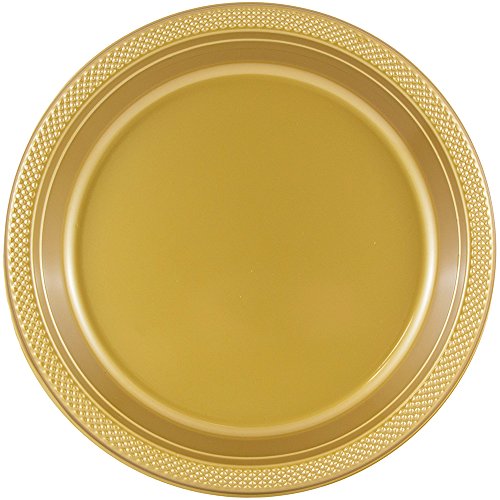 JAM PAPER Round Plastic Party Plates - Small - 7 inch - Gold - 20/Pack