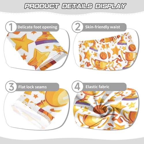 Wusikd Basketball Girls' Leggings Toddler Doodles Kids Yoga Pants Dance Active Tights 4T3