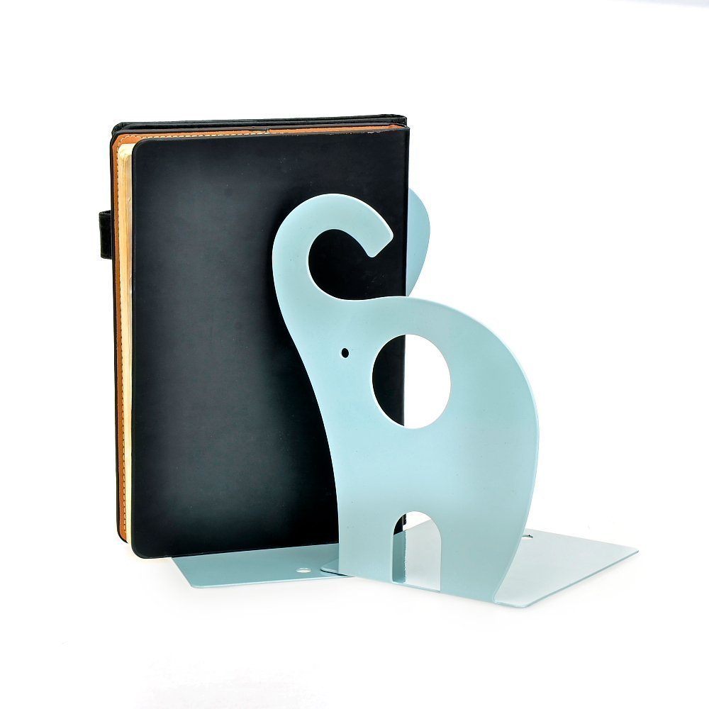 1 par de sujetalibros con diseño de Elefante Lindo, sujetalibros de Metal (Azul Lago)