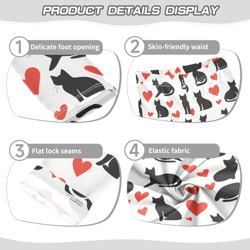 Silhouette Cats Hearts Girls Leggings Athletic Pants Tights Stretch Bottom3