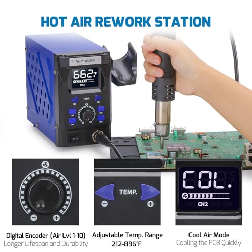 WEP 2009D-II Hete Lucht Solderen Rework Station - Afbeelding 5