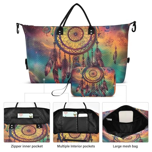 Large Travel Duffel Bag, Dreamcatcher Abstruct Color Sports Tote Gym Bag, Shoulder Weekender Overnight Bag for Women Men, Carry On Luggage with Toiletry Bags2