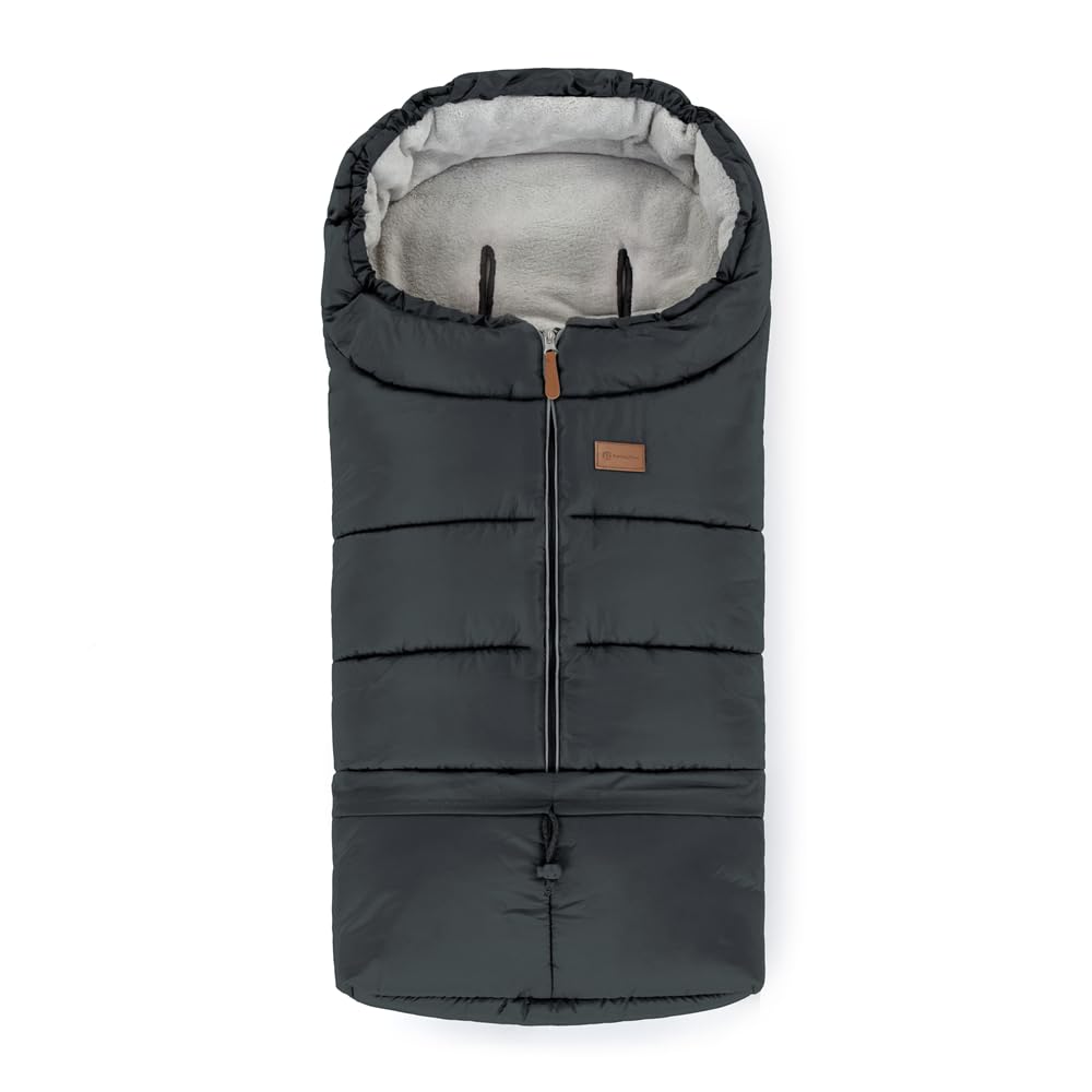 Petite&Mars Fußsack für Kinderwagen JIBOT * Winterfußsack für Kinderwagen, Buggy und Autositz * Warrm * Wasserdicht * Winddicht * mit vertikale Gurtschlitze (Charcoal Grey)