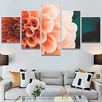 SIGNWIN 5 Panel Canvas Wall Art Botanical Chic Closeup Expressive Multicolor Photography for Home Decorations Ready to Hang - 60