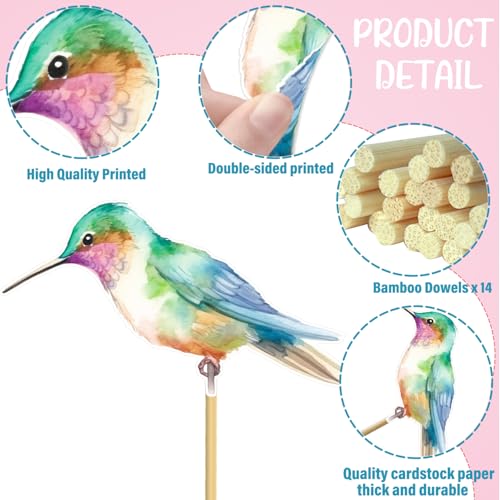Image of Hummingbird Centerpiece Sticks Hummingbird Birthday Party Decorations 14PCS Birds Table Toppers Bird Party Centerpieces for Spring Summer Theme Party Supplies