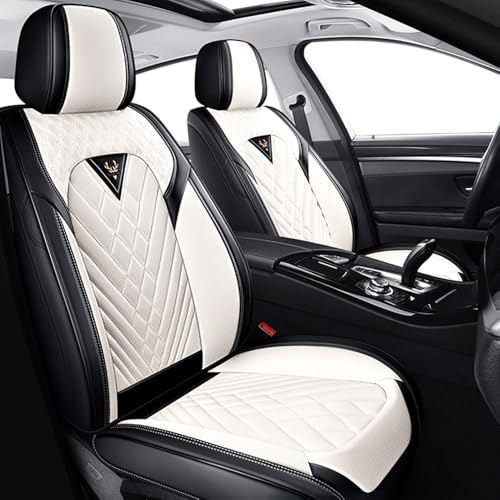 HBXT Car Seat Covers for Volvo XC40 2019-2026, Premium Nappa Leather Waterproof & Anti-Slip, Full Coverage Customized fit Volvo XC40 Seat Covers Front Set (2 Seats Standard,Black-White)