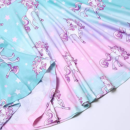Image of Jxstar Unicorn Dresses for Girls Summer Swing Short Sleeve Casual Clothes for Kids