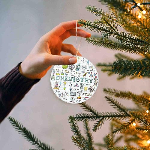 Christmas Tree Ornaments Funny Hanging Xmas Decor for Office,Chemistry Science Doodle Hand Drawing - Image 4