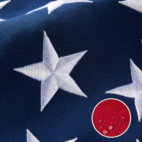 American Flag 2.5x4 ft Heavy Duty TearProof Series All Weather High Wind US Flag Premium Spun Polyester with Embroidered Stars Sewn Stripes Brass Grommets for Outdoor Use