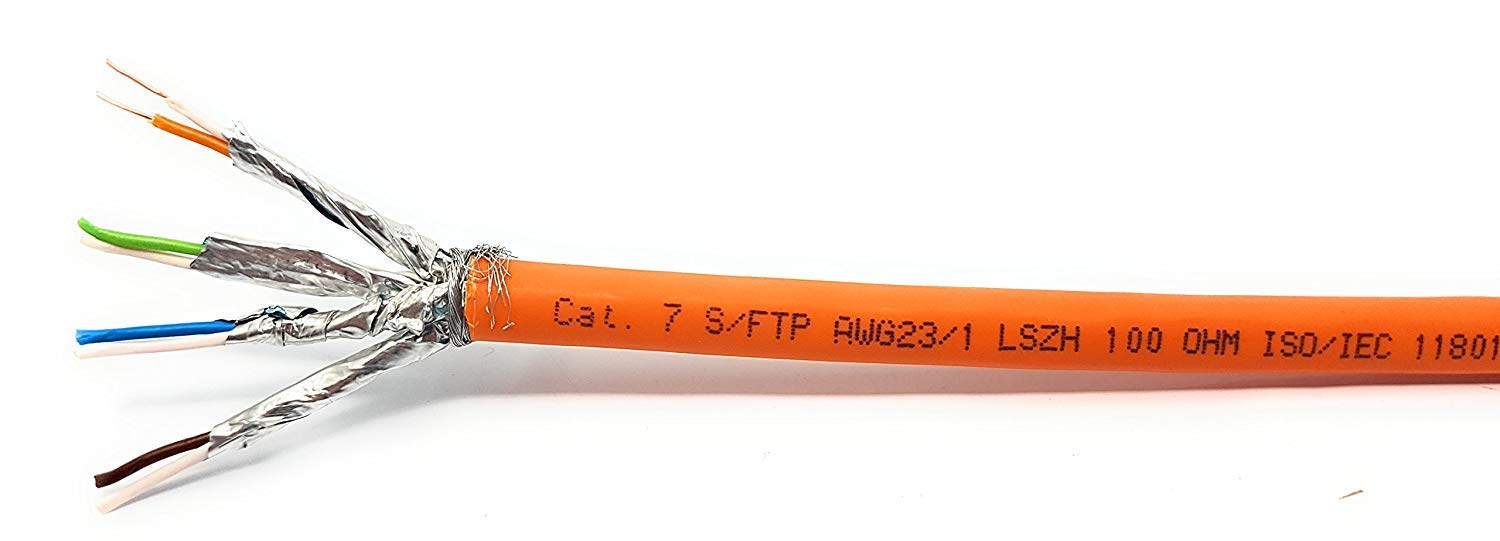 25M Cavo Ethernet Cat 7 Bobina Senza Alogeni 1000 MHz - Cavo di Rete Super Veloce in Rame PoE/PoE+