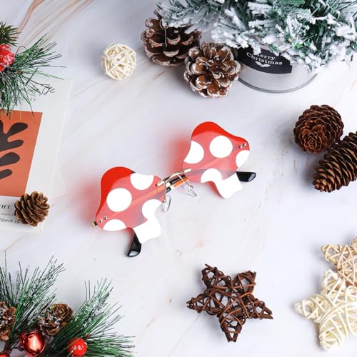 Rimless Mushroom Shape Sunglasses for Women Men Party Halloween Christmas Cosplay Glasses Prom Accessories2