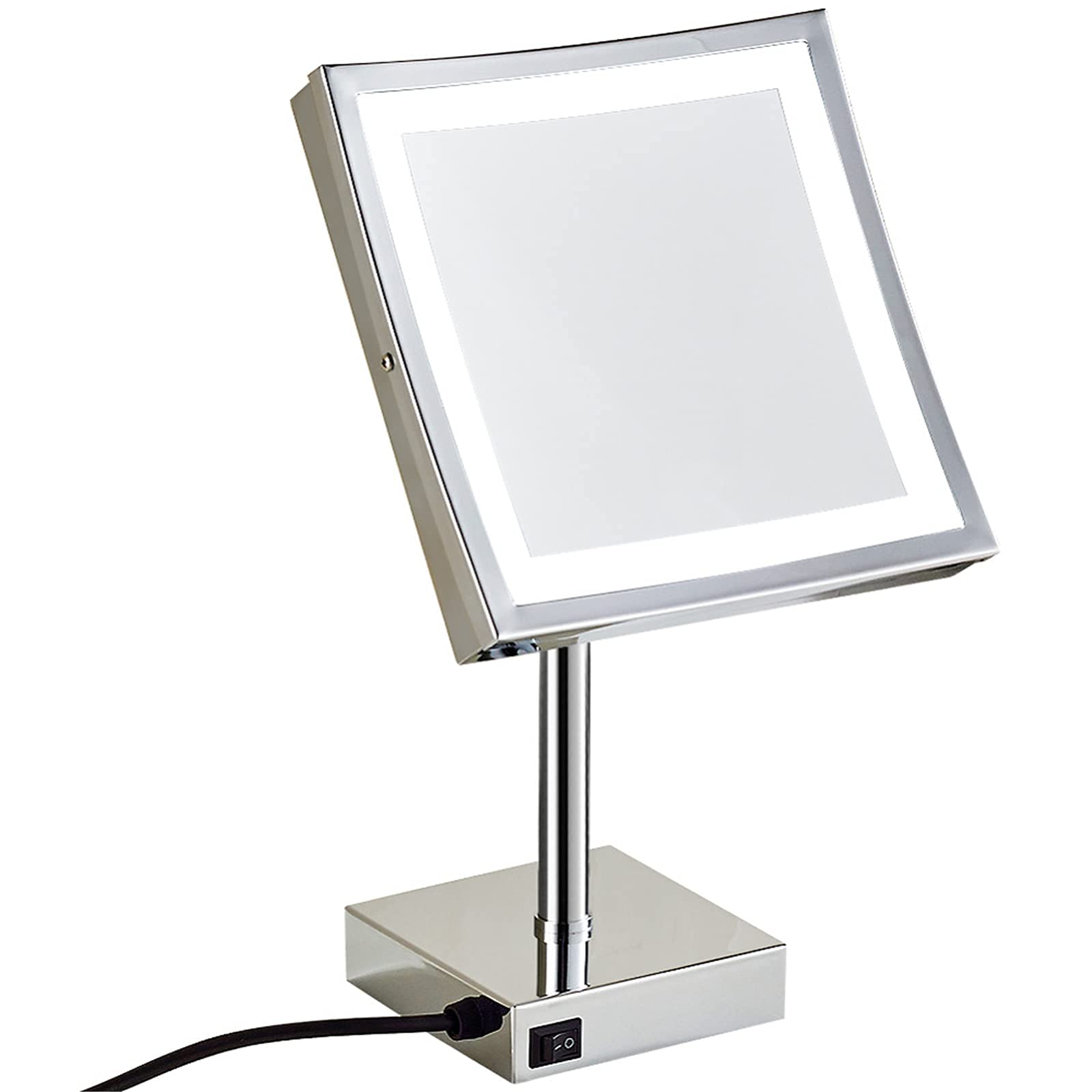 CFGJerWR Wall-mounted cosmetic mirror, 8-Inch Brass Illuminated Makeup Mirror with Light and 3X Magnification Countertop Vanity(Chrome)