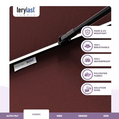 Image of Midtown Umbrellas LED Swilt - 8 Ft Solar LED Patio Umbrella, Cherry Canopy