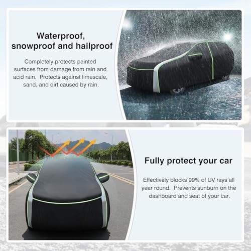 Image of Cartist Full Car Cover for Jeep Compass 2007-2025 2026, All Weather Car Covers for Compass Accessories, Outdoor Waterproof UV Protection with Zipper & Reflective Safety Strips
